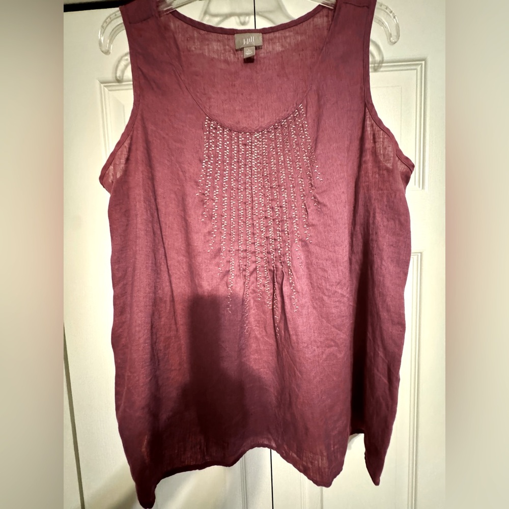 I. Jill linen pintuck tank